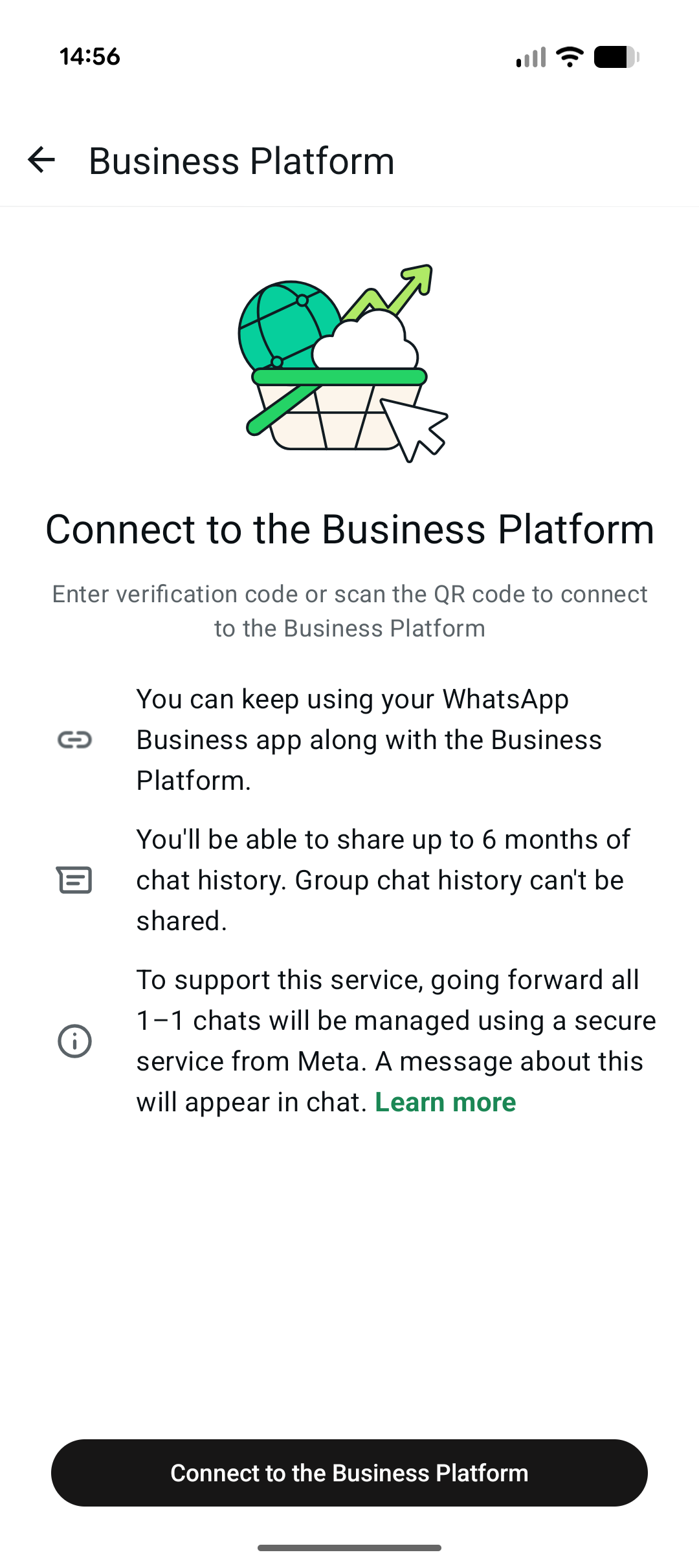 WhatsApp Business introducing the Business Platform connection.