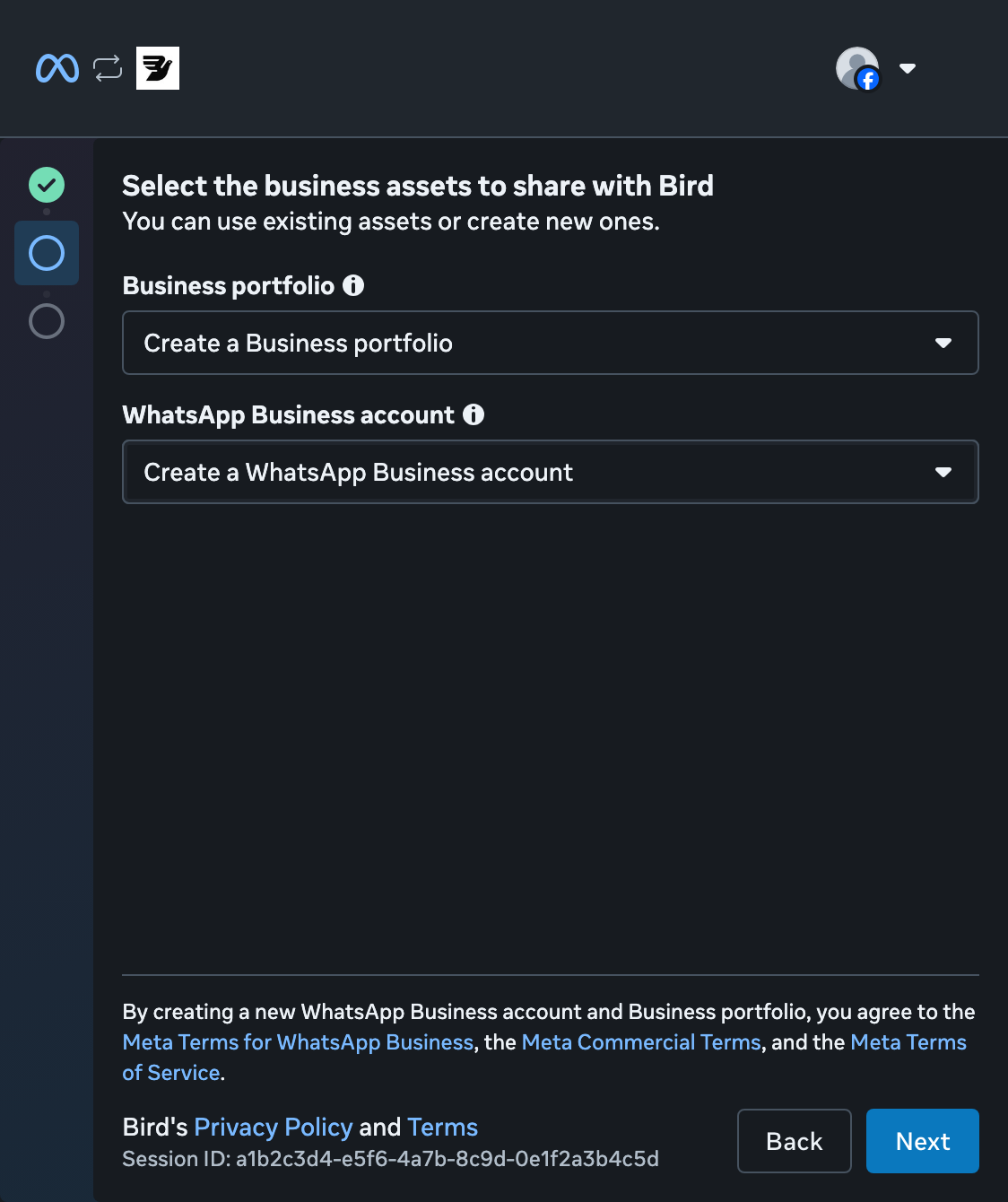 WhatsApp phone number setup, step 6