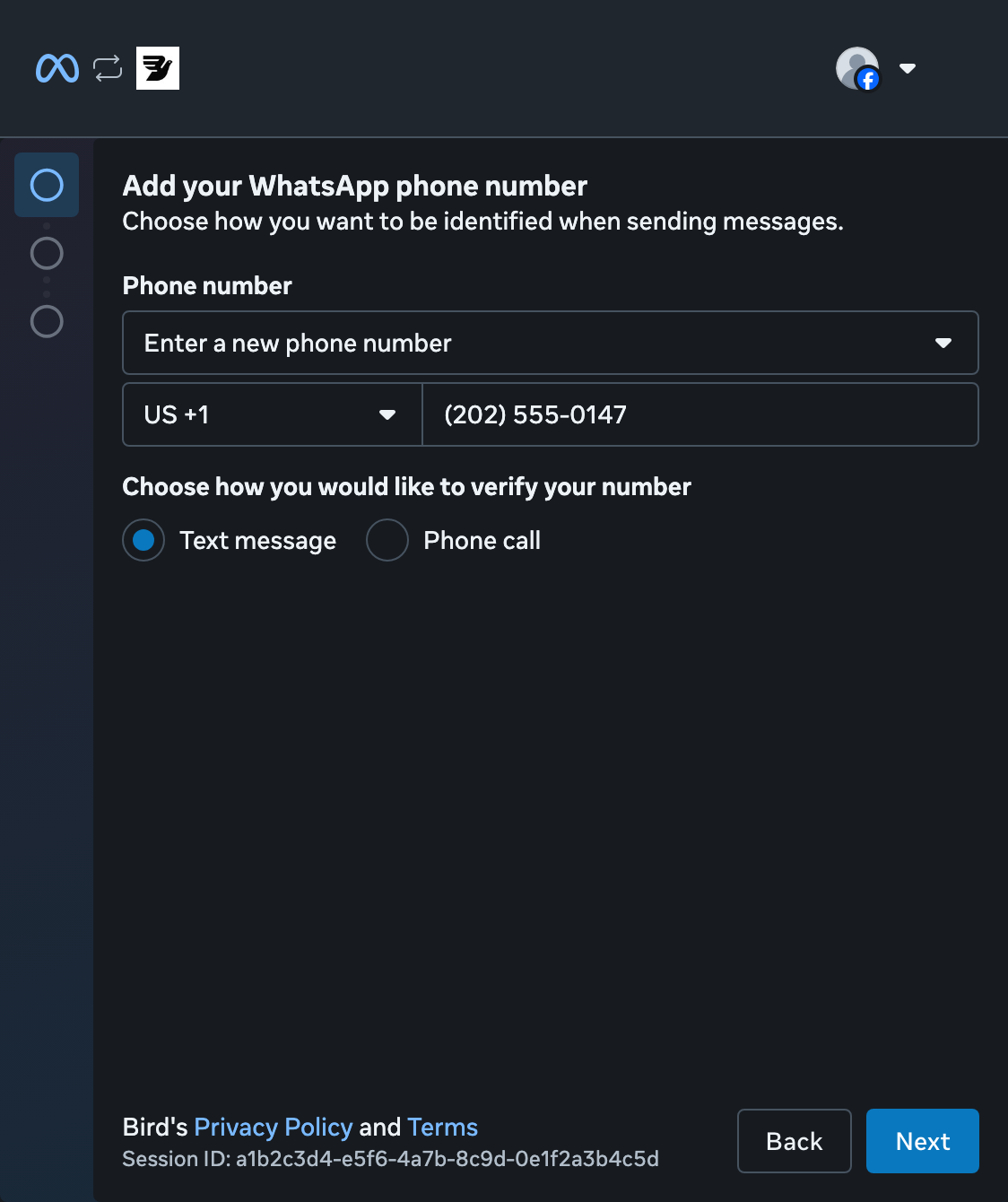 WhatsApp Business app setup, step 3