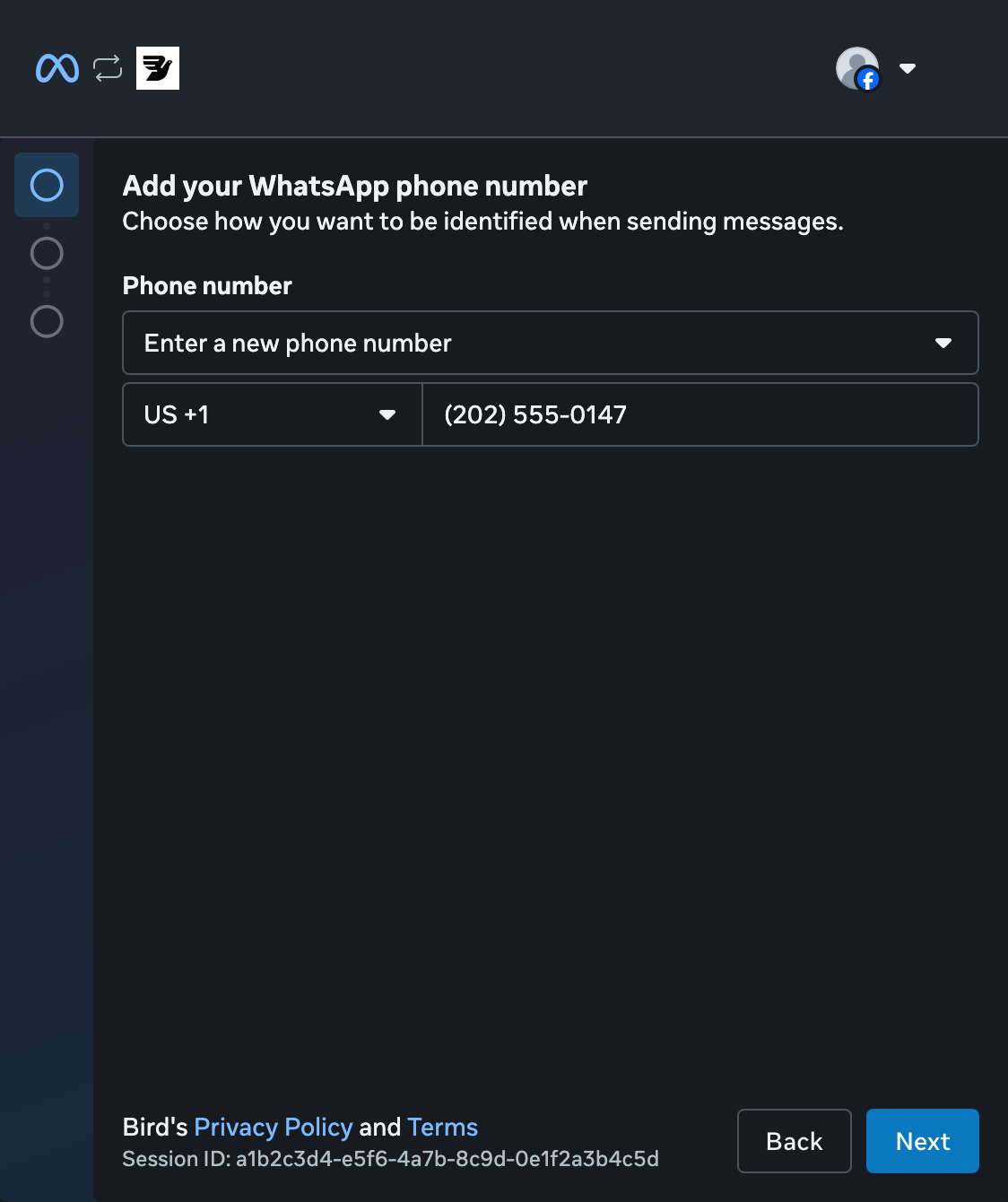 WhatsApp Business app setup, step 3