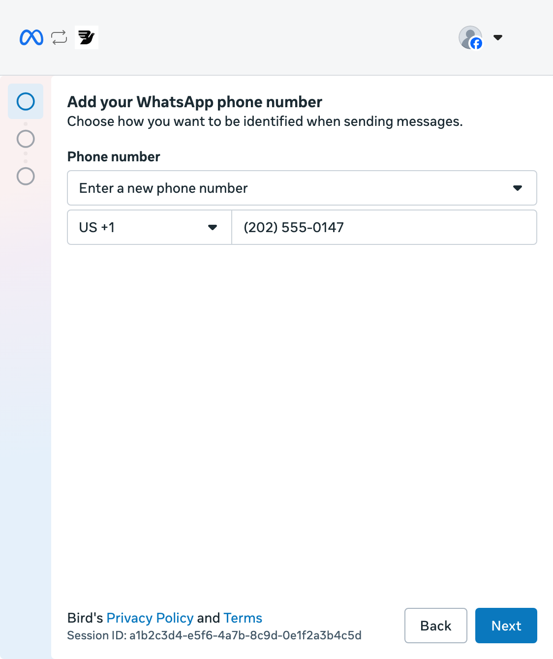 WhatsApp Business app setup, step 3