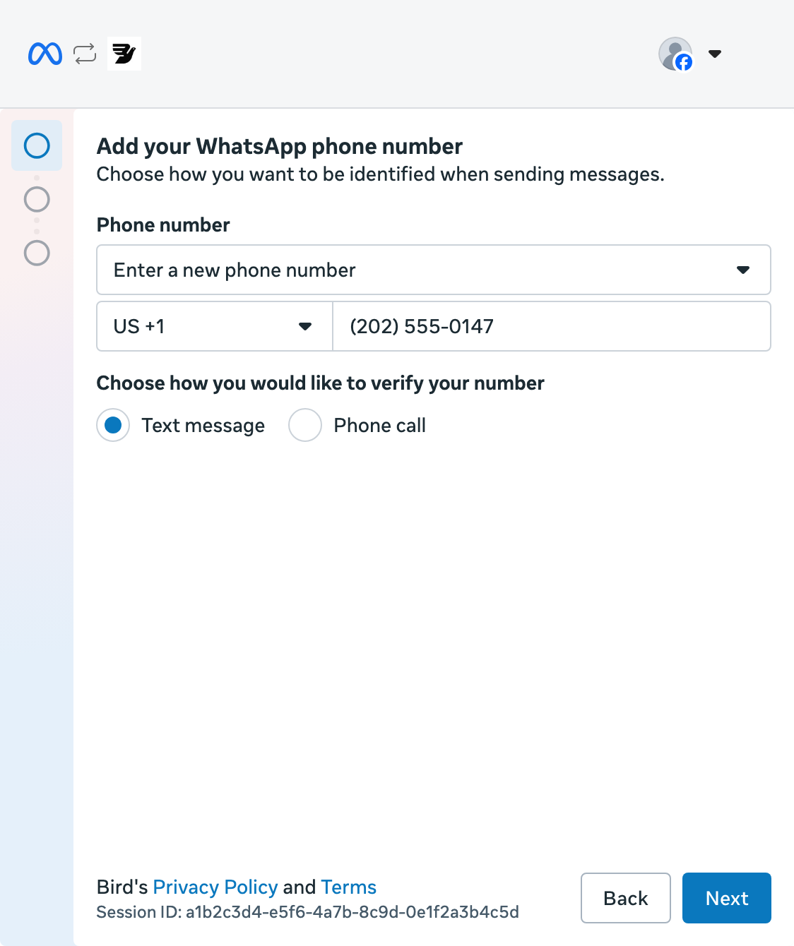 WhatsApp Business ऐप सेटअप, चरण 3