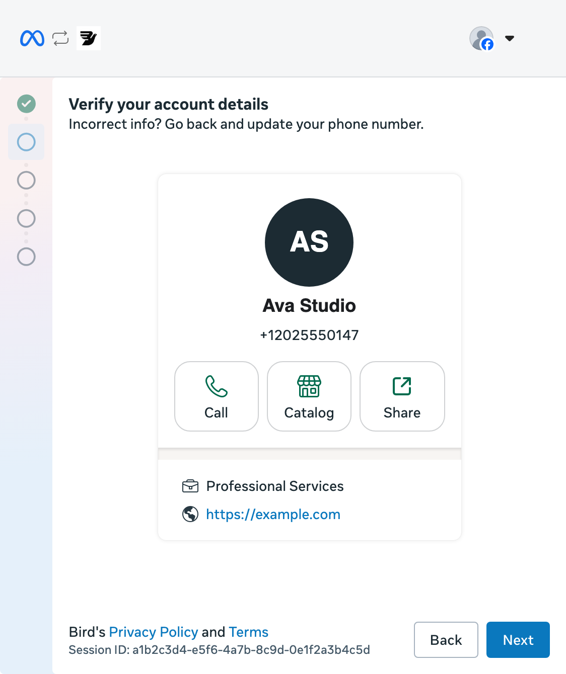 WhatsApp Business app setup, step 4